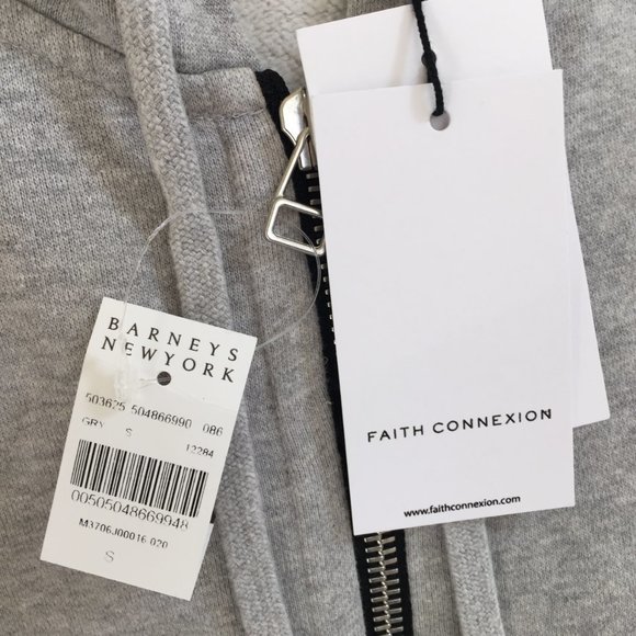 FAITH CONNEXION Mens Laced Hooded Sweat Jacket Sz S Grey 100% Cotton NEW $560 - Picture 4 of 12